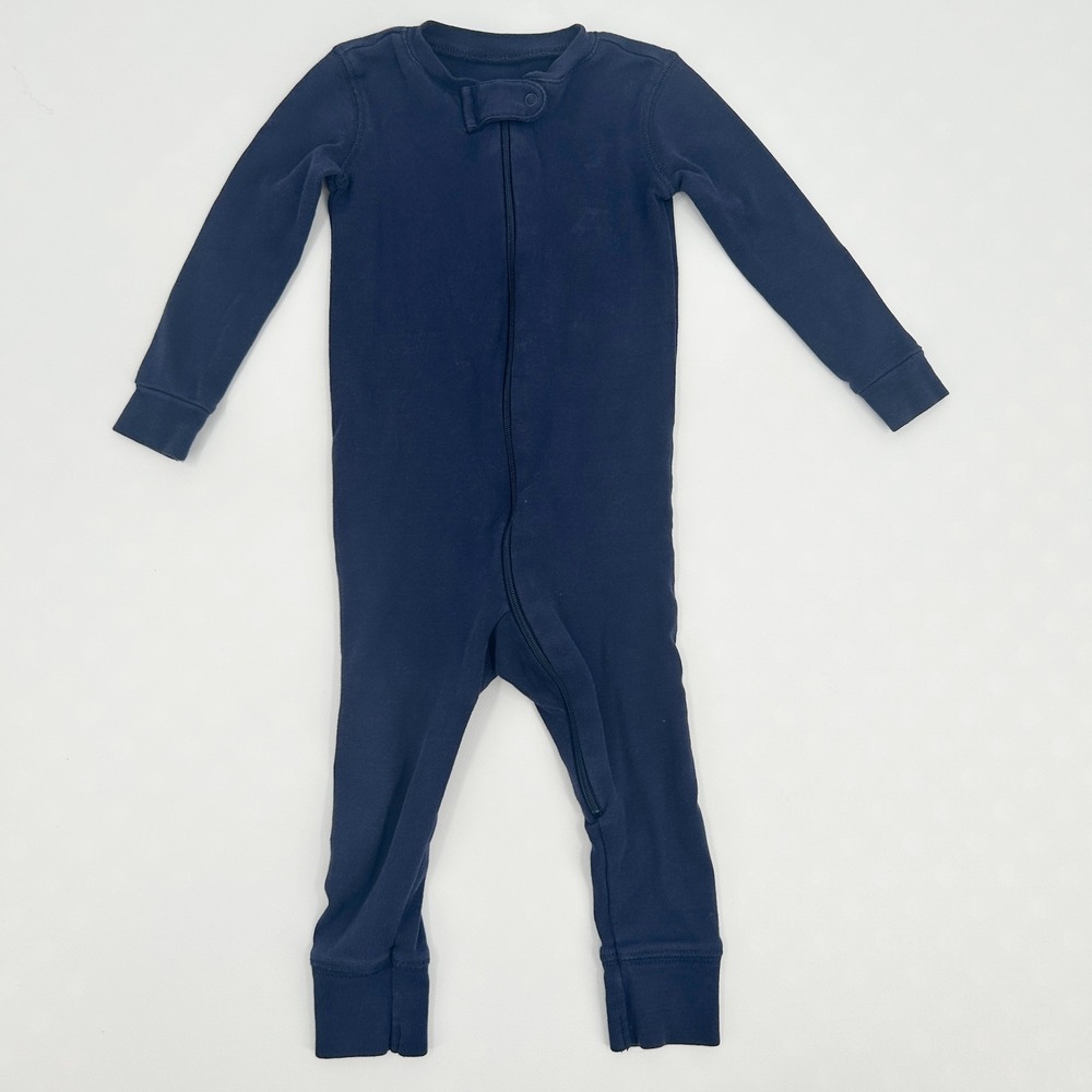 Primary Baby Organic Cotton One‎ Piece Sleeper Pajamas Size 9-12M Navy Sleepwear